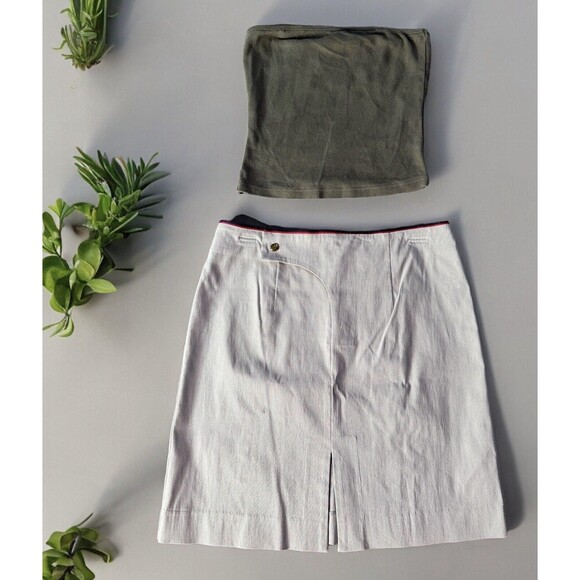 Tommy Hilfiger Vintage Soft Gray Mini Skirt With Slit Front & 2 Slit Back Size 7 - Picture 1 of 12